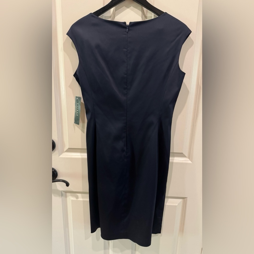BNWT Lauren Ralph Lauren Satin Surplice Deep Sapphire Dress size 8 $194 - Picture 5 of 10